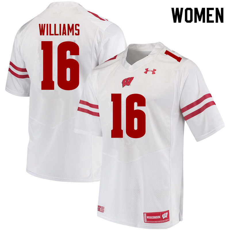 Wisconsin Badgers Women's #16 Amaun Williams NCAA Under Armour Authentic White College Stitched Football Jersey ZE40J35BR